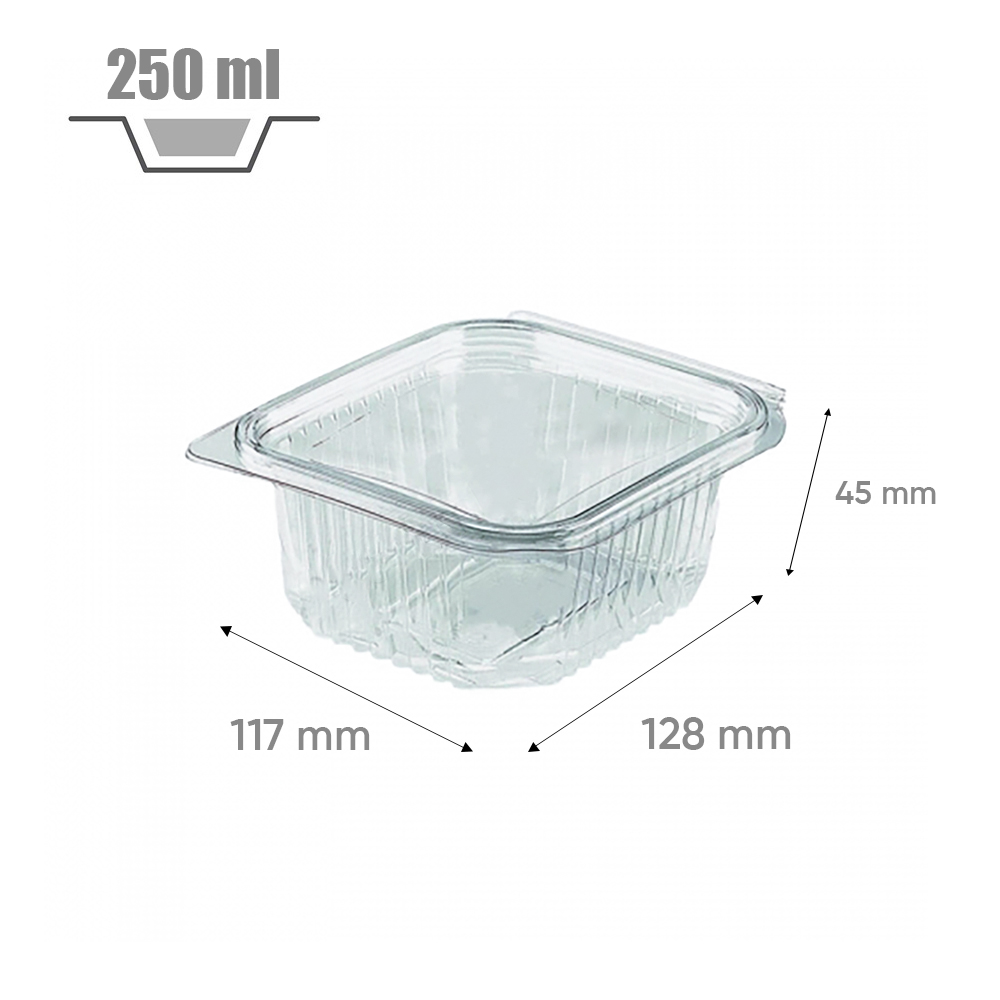 Barquette fraîcheur avec couvercle à charnière 250 cc